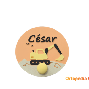 Percha infantil con dibujo de excavadora para habitación de niño